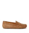 Tod's Luxurious Brown Rubber Suede Driver Loafers For Men In Beige