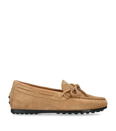 Tod's Kids'  Suede Gommino Driving Shoes In Brown