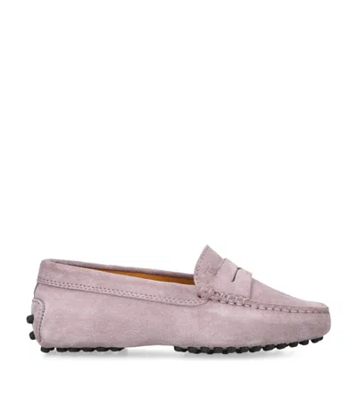 Tod's Kids'  Suede Gommino Driving Shoes In Pink