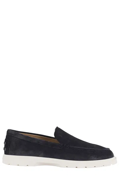 Tod's Suede Hybrid Moccasin In Blue
