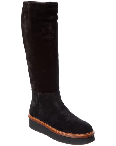 Tod's Suede Knee-high Platform Boot In Black