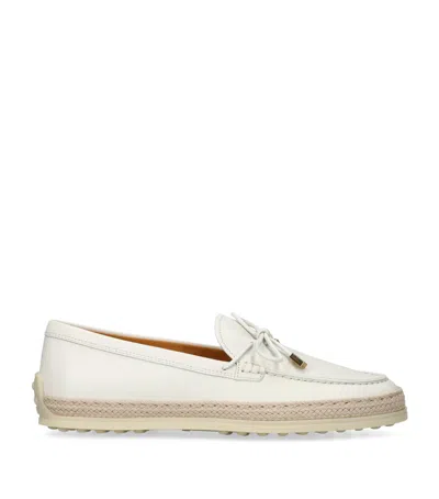 Tod's Suede Laccetto Loafers 20 In White