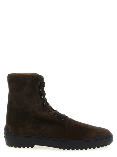 Tod's Suede Lace-up Boot In Brown
