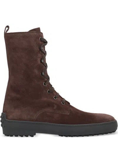 Tod's Suede Lace-up Boot In Brown
