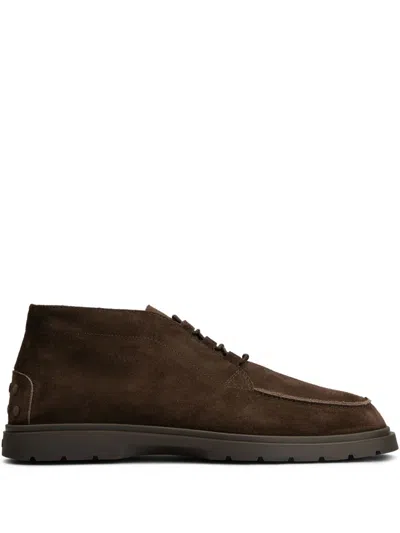 Tod's Suede Lace-up Boot In Animal Print