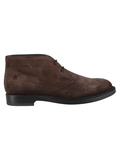 Tod's Suede Leather Ankle Boot Shoes In Brown