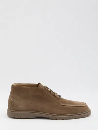 Tod's Suede Leather Ankle Boots In Brown