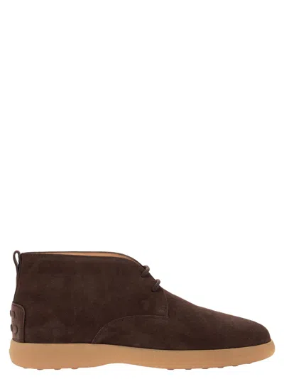 Tod's Suede Leather Boots In Brown