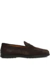 Tod's Suede Leather Loafers In Black