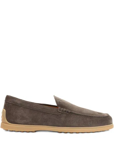 Tod's Suede Leather Loafers In Brown