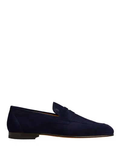 Tod's Suede Leather Loafers Shoes In Blue