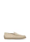 Tod's Suede Round Toe Slippers With Rubber Sole In Beige