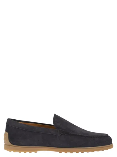 Tod's Suede Loafer Style Slipper Versatile Design In Blue