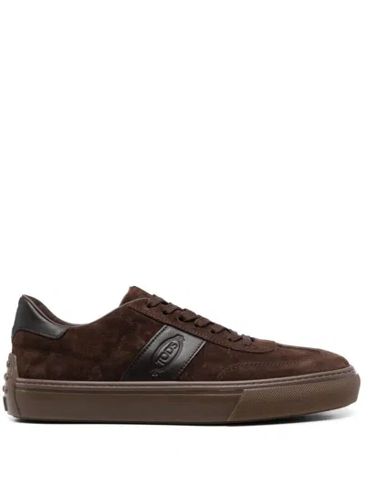 Tod's Suede Leather Sneakers In Brown