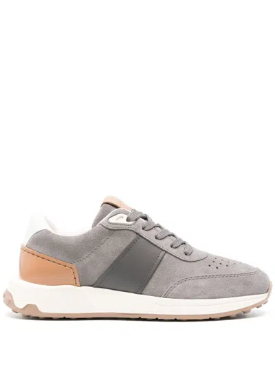 Tod's Suede Leather Sneakers In Gray