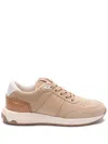 Tod's Calf Leather Sneakers With Contrasting Heel In Neutral