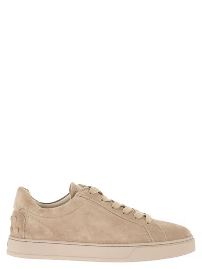 Tod's Suede Leather Trainers In Neutral