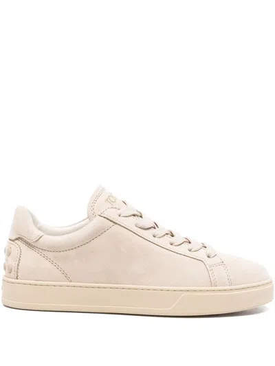 Tod's Suede Leather Trainers In Neutral