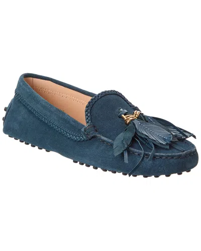 Tod's Suede Loafer In Blue