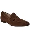 Tod's Almond Toe Suede Penny Strap Loafers In Brown