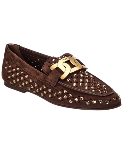Tod's Suede Loafer In Brown