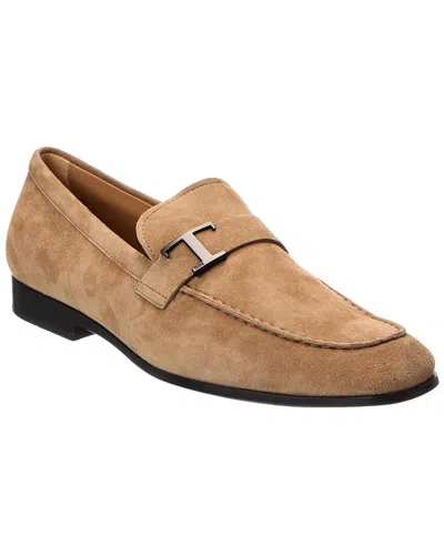 Tod's T Timeless Suede Loafers In Brown