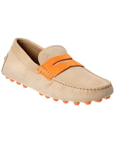 Tod's Suede Loafer In Neutral