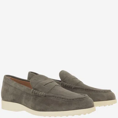 Tod's Suede Loafer In Gray