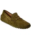 Tod's Gommino Bubble Suede Loafers In Green