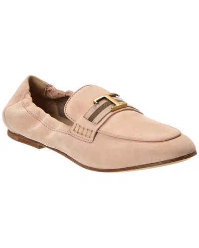 Tod's Suede Loafer In Pink