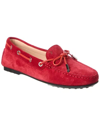 Tod's Suede Loafer In Red