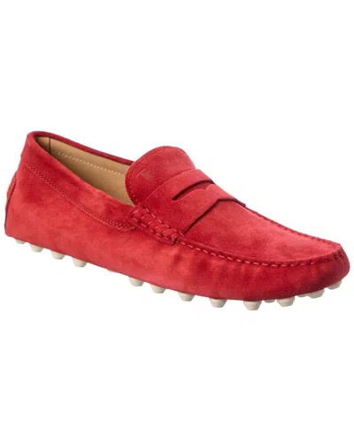 Tod's Suede Loafer In Red