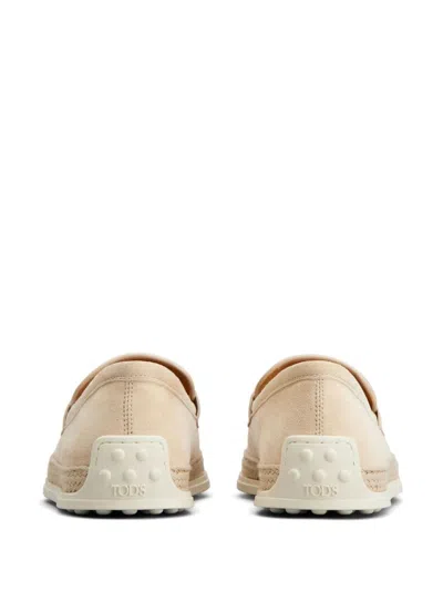Tod's Suede Leather Loafers In Beige