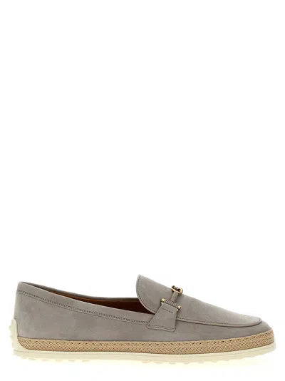 Tod's Suede Loafers In Grey