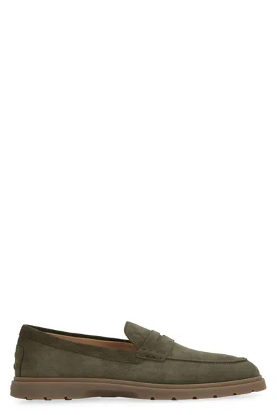 Tod's Suede Loafers In Green