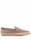 Tod's Woven-trim Penny Loafers In Grey