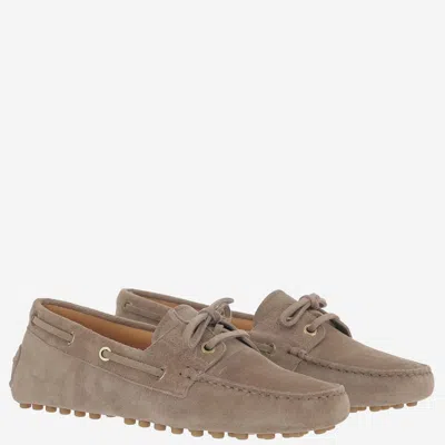 Tod's Suede Loafers Loafers In Neutral