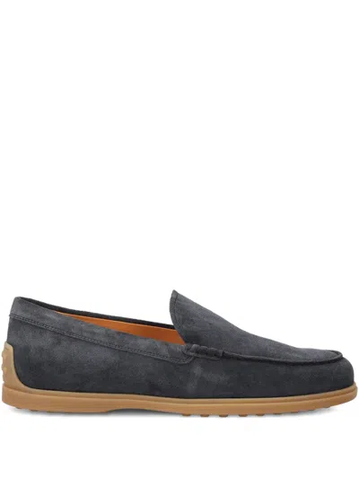 Tod's Suede Leather Slipper Moccasin In Black