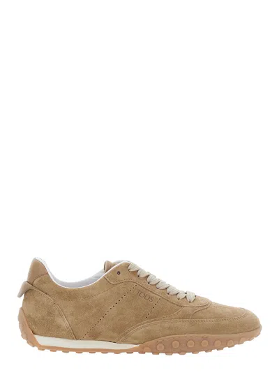Tod's Suede Low-top Sneaker In Beige