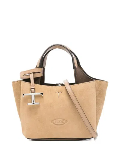 Tod's Suede Medium Bags In Sand