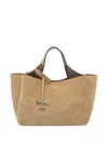 Tod's Suede Clutch Structured 2 Handles In Neutral