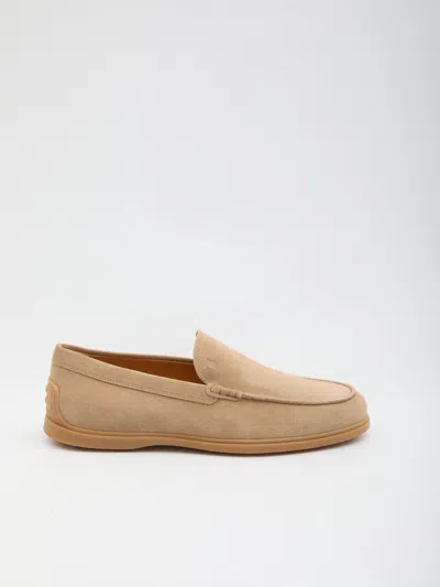 Tod's Suede Pantofola Loafers In Neutral