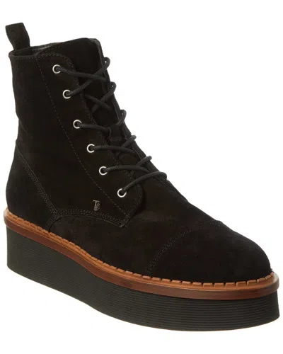 Tod's Suede Platform Boot In Black