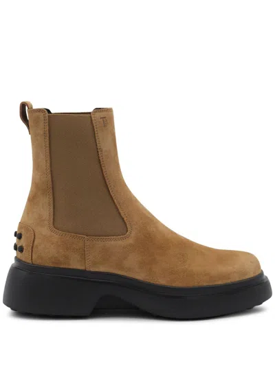 Tod's Suede Platform Boots In Brown