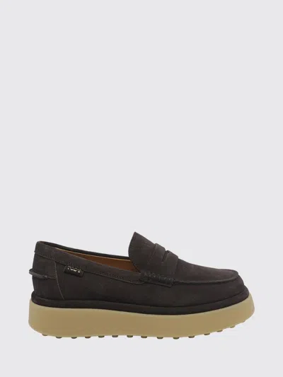 Tod's Suede Platform Penny Loafers With Rubber Sole In Brown
