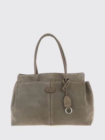 Tod's Suede Shoulder Bag With Double Handle And Charm In Gray