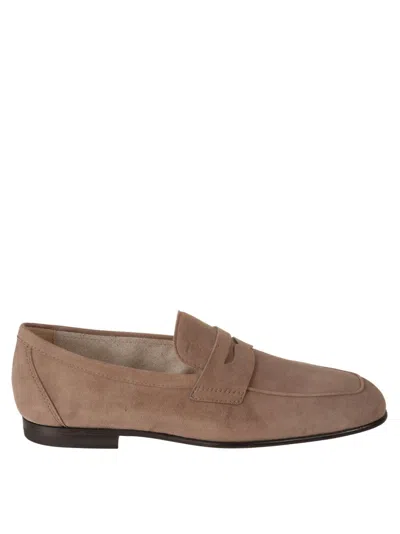 Tod's Suede Slip-on Shoes With Stitched Detail In Brown