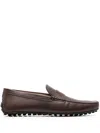 Tod's Chocolate Brown Leather City Penny Loafers For Men
