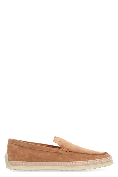 Tod's Suede Slipper Loafers In Brown