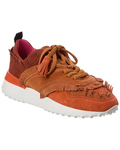 Tod's Suede Sneaker In Orange